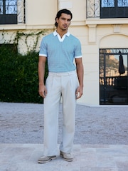 MAUVAIS Cream Como Relaxed Fit Pleated Tailored Trouser in Beige - Image 7 of 7