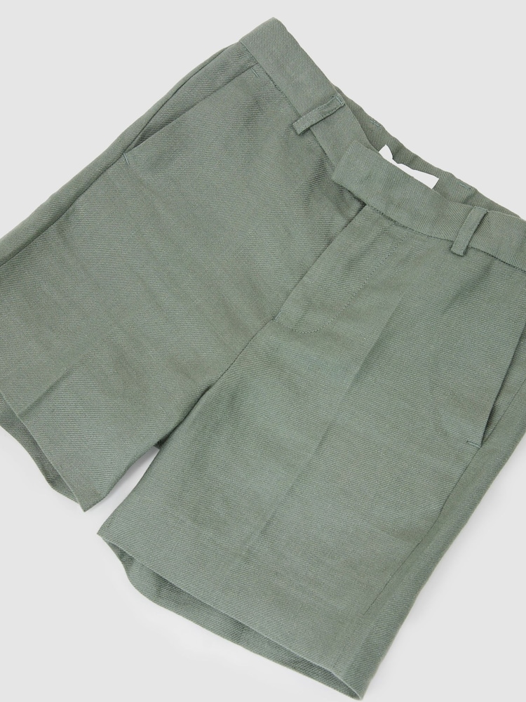 Reiss Sage Green Atlantic S 13-14 yrs Linen Tailored Shorts - Image 1 of 3 Reiss Sage Green Atlantic S 13-14 yrs Linen Tailored Shorts - Image 1 of 3