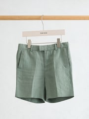 Reiss Sage Green Atlantic S 13-14 yrs Linen Tailored Shorts - Image 2 of 3