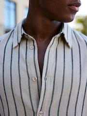 MAUVAIS Beige Arienzo Long Sleeve Stripe Shirt with Black Stripes - Image 8 of 8