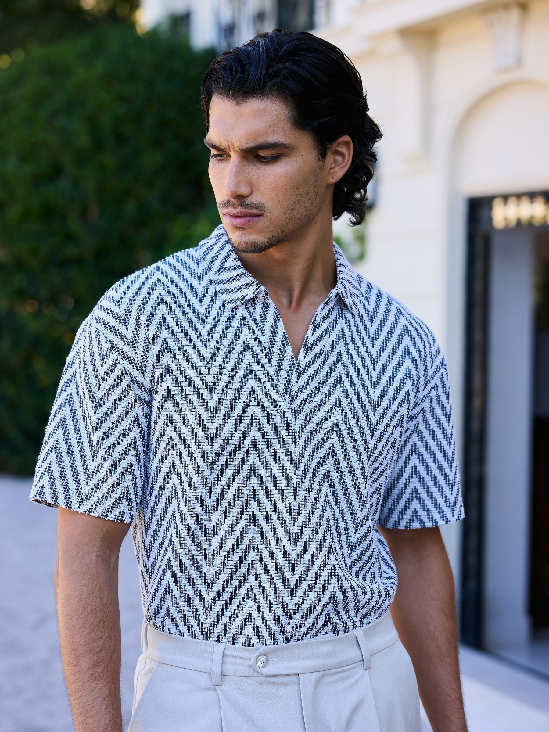 Buy MAUVAIS Grey Marlin Textured Relaxed Polo Shirt from Next USA