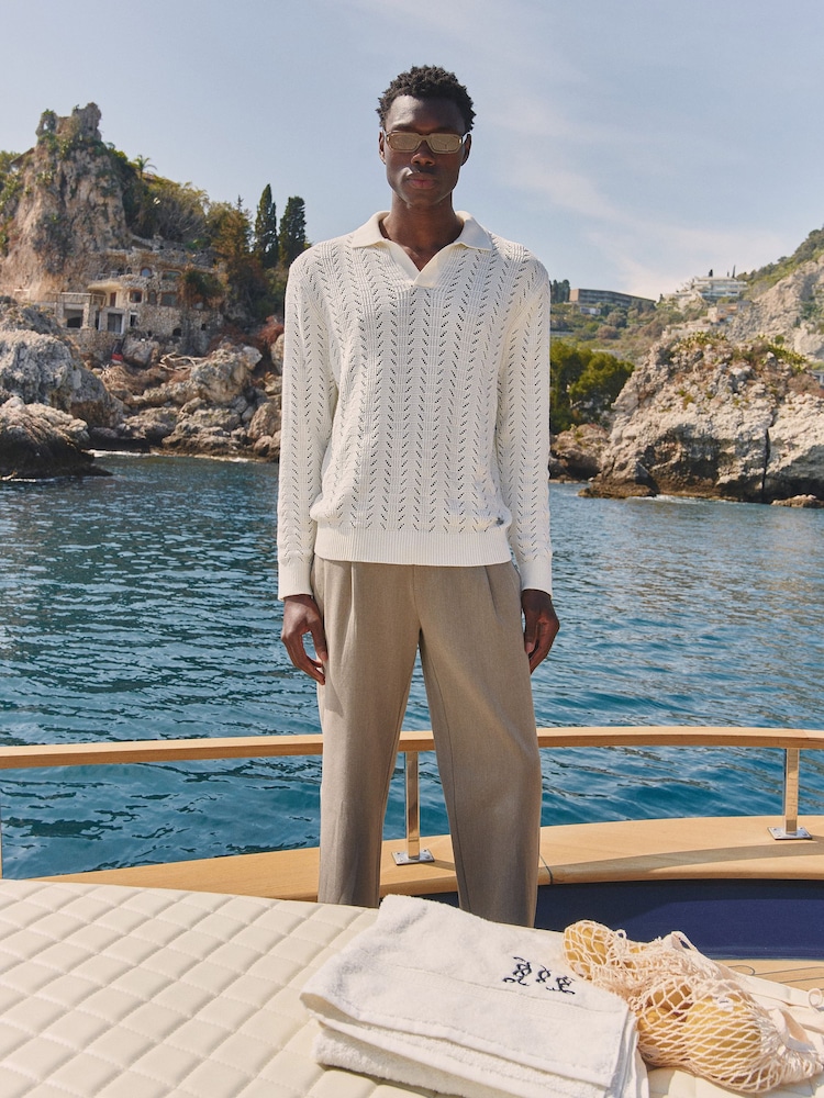 MAUVAIS Blanca Pointelle Open Collar Jumper - Image 2 of 5