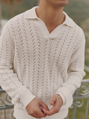 MAUVAIS Blanca Pointelle Open Collar Jumper - Image 5 of 5