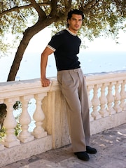 MAUVAIS Natural Como Relaxed Fit Pleated Tailored Trousers - Image 3 of 6