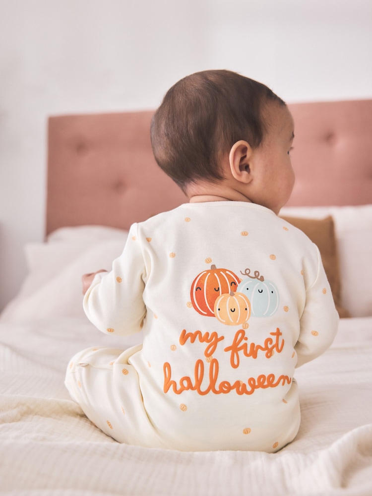 Neutral My First Halloween Two Way Zip Baby Sleepsuit (0mths-3yrs) - Image 1 of 13 Neutral My First Halloween Two Way Zip Baby Sleepsuit (0mths-3yrs) - Image 1 of 13