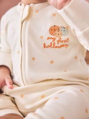 Neutral My First Halloween Two Way Zip Baby Sleepsuit (0mths-3yrs) - Image 4 of 13