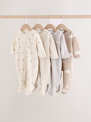 Neutralno - Mikro runo Dvosmerni rar bebe Sleepsuits 4 paket - Slika 1 od 12