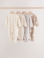 Neutralno - Mikro runo Dvosmerni rar bebe Sleepsuits 4 paket - Slika 2 od 12