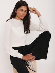 Mint Velvet White Embellished Wool Blend Knit Jumper - Image 1 of 8