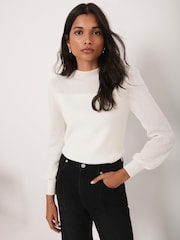 Mint Velvet White Embellished Wool Blend Knit Jumper - Image 3 of 8
