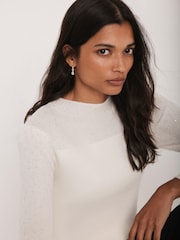Mint Velvet White Embellished Wool Blend Knit Jumper - Image 6 of 8