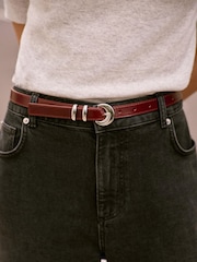 Mint Velvet Red Leather Slim Belt - Image 1 of 6