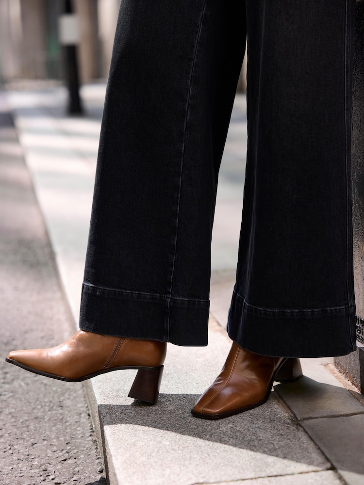 Mint Velvet Brown Aria Leather Ankle Boots - Image 1 of 5