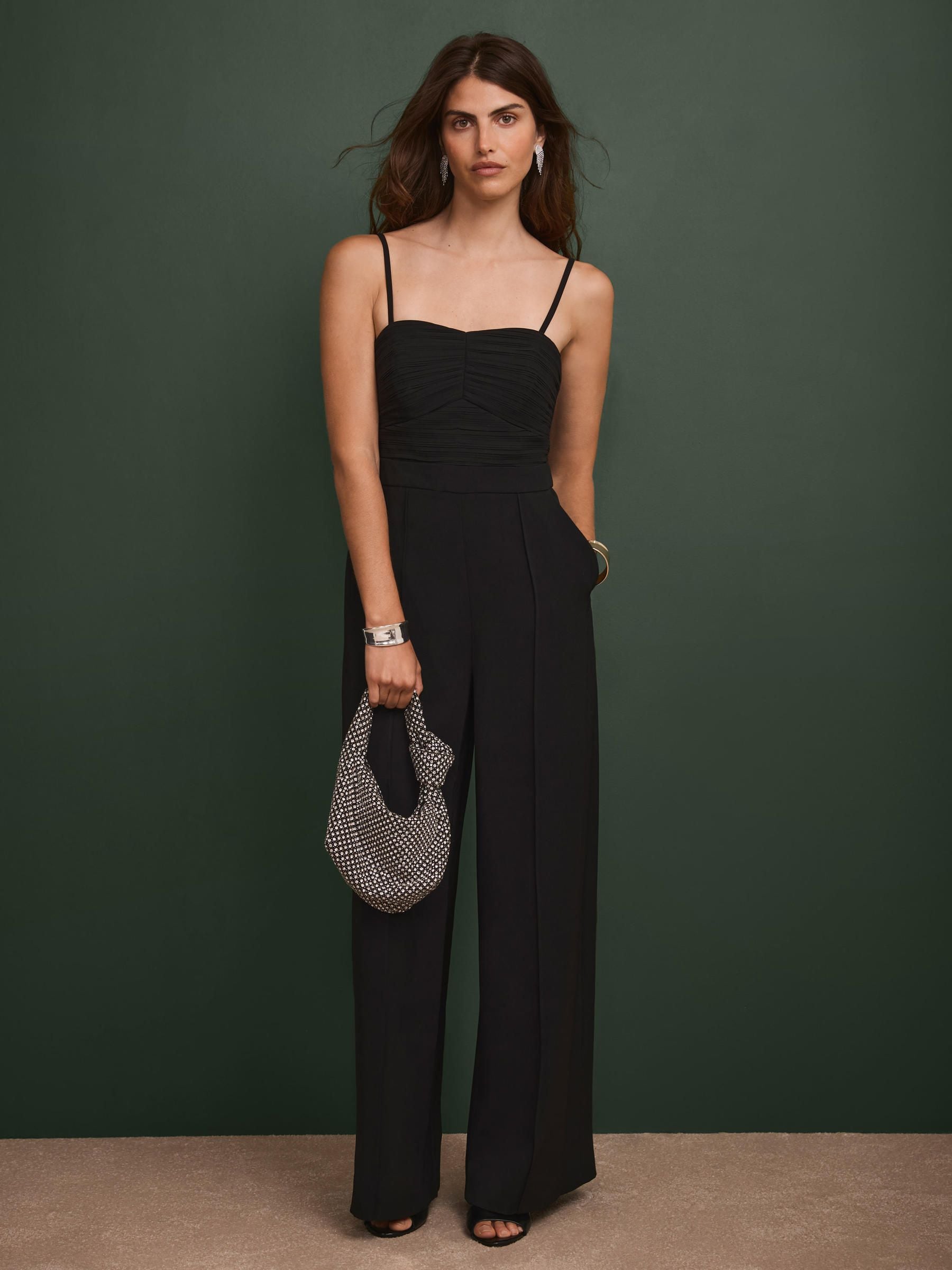 Buy Mint Velvet Black Pleated Bandeau Jumpsuit from Next Luxembourg