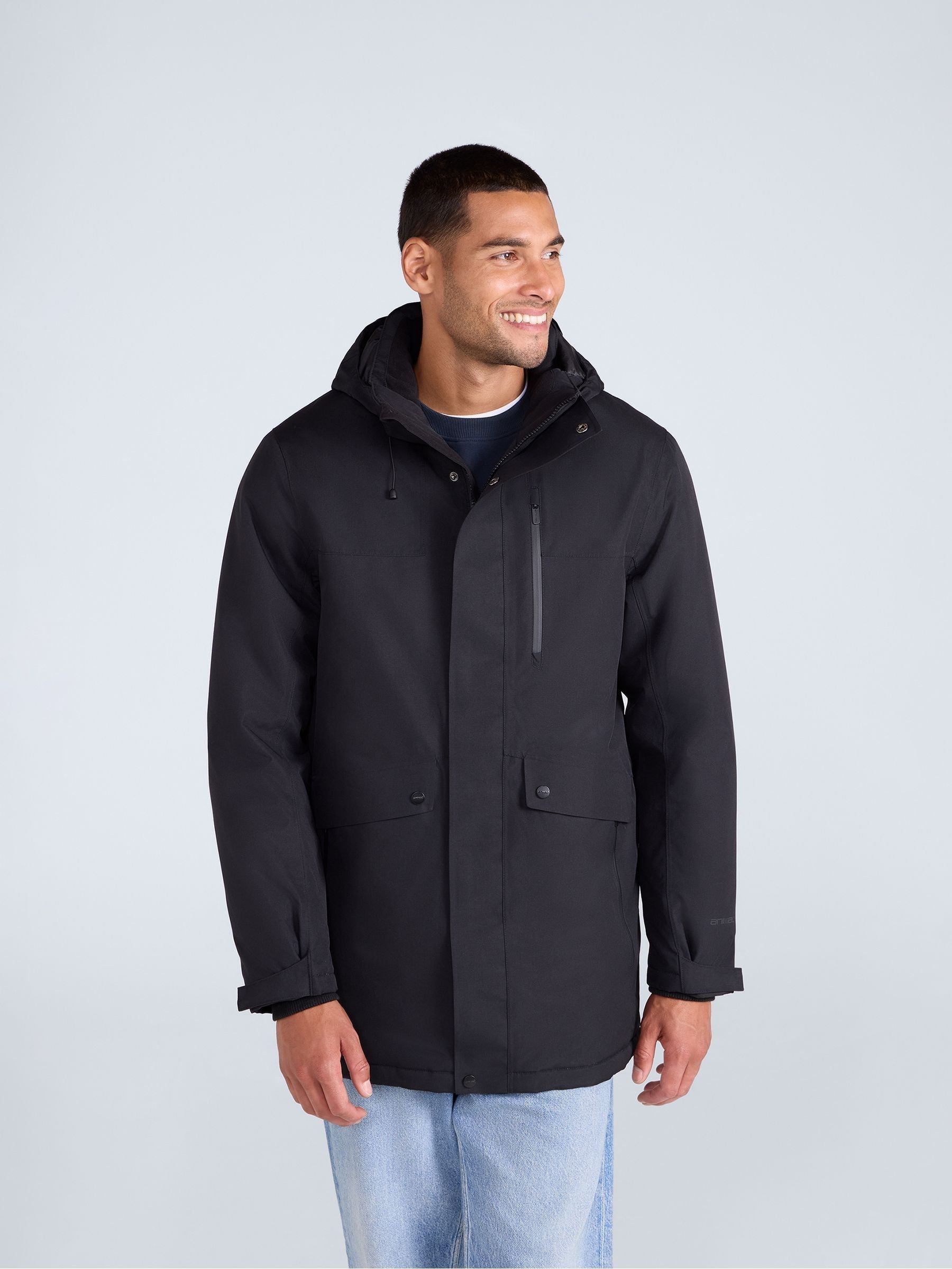 Animal Men's Black 'Lisbon' Waterproof Breathable Side Pockets Taped Seams Thermal Parka In | : 2XL - Image 2