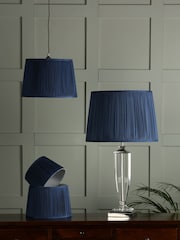 Laura Ashley Midnight Blue Hemsley Pleated Silk Empire Easyfit Lamp Shade - Image 2 of 8