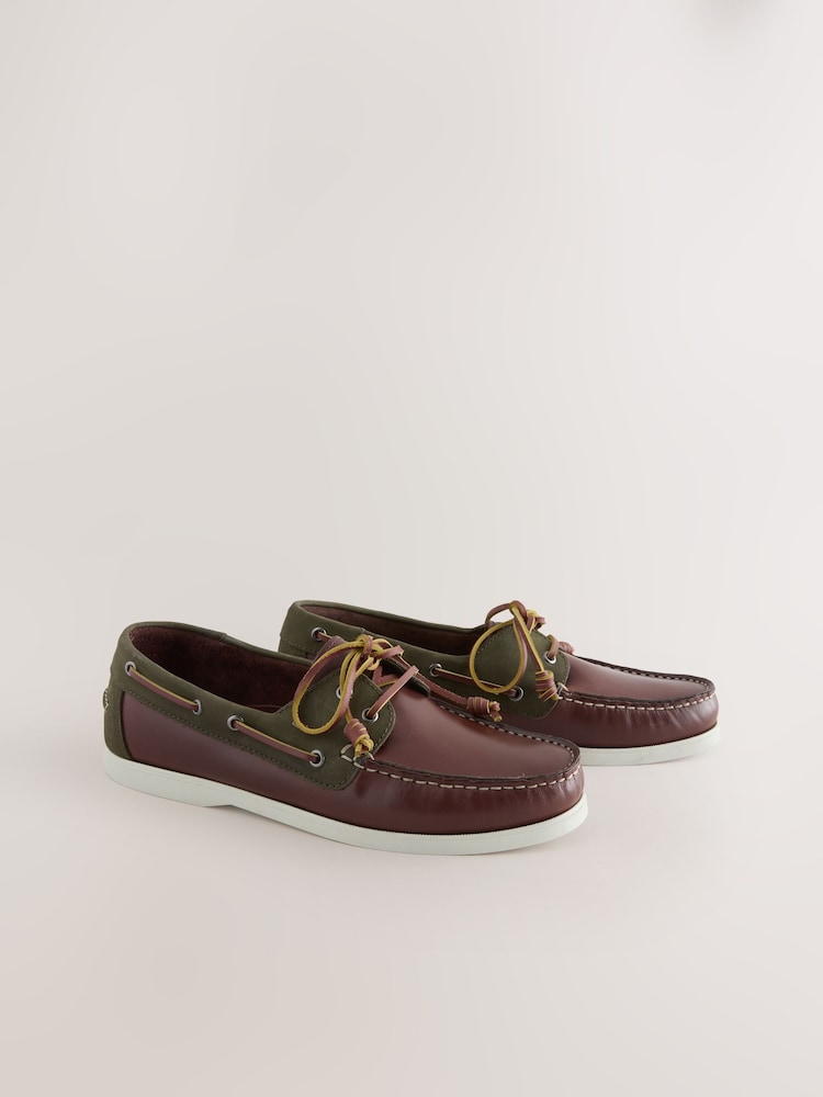 Brown Leather Boat Shoes - Image 1 of 6 Brown Leather Boat Shoes - Image 1 of 6