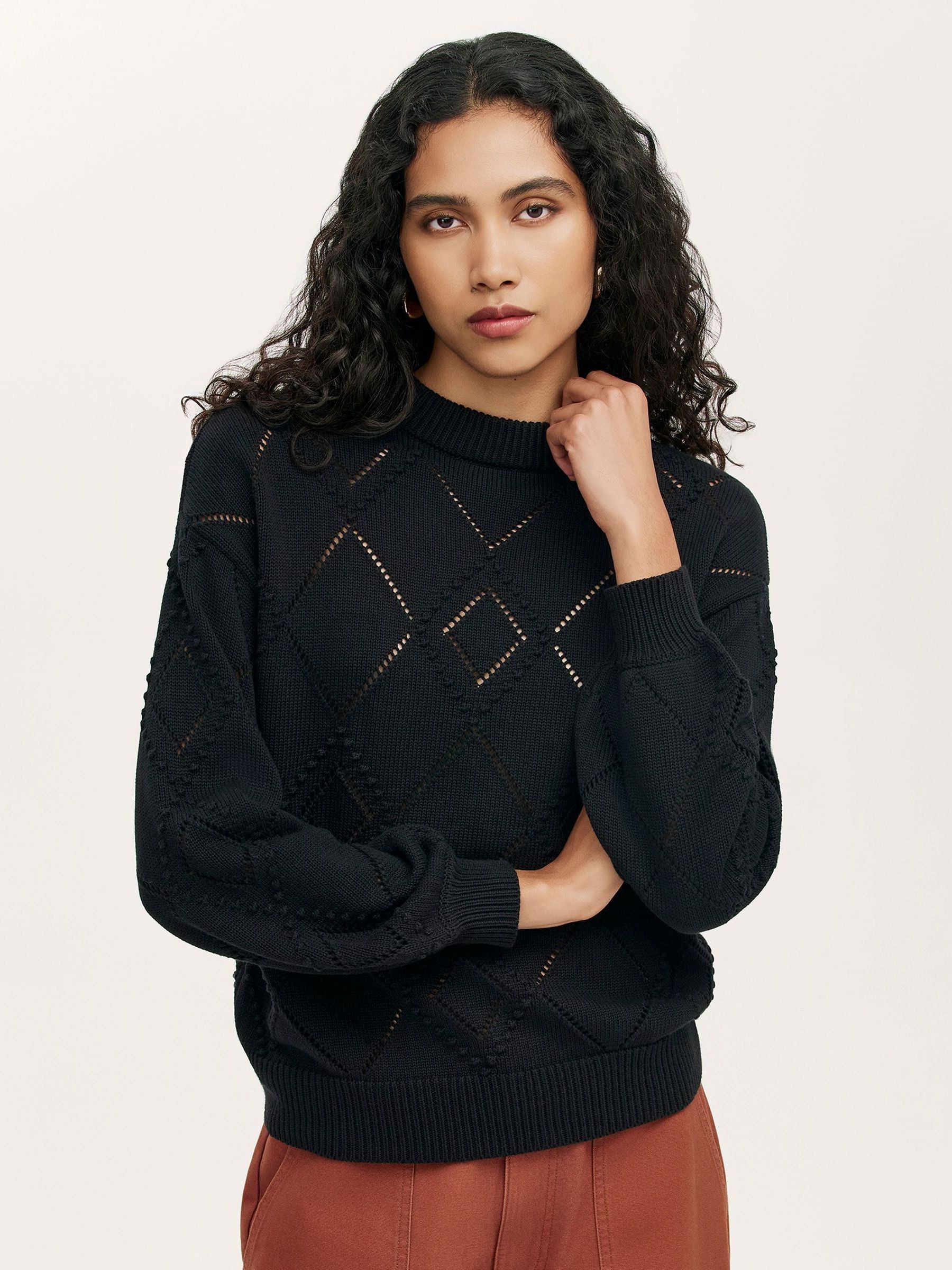 Finery London Women's Black Odette Round Neck Knitted Sweater In | Size: 22 - Image 1