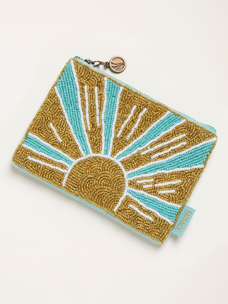 FatFace Turquoise Blue The Beatles Sun Beaded Coin Purse - Image 1 of 3