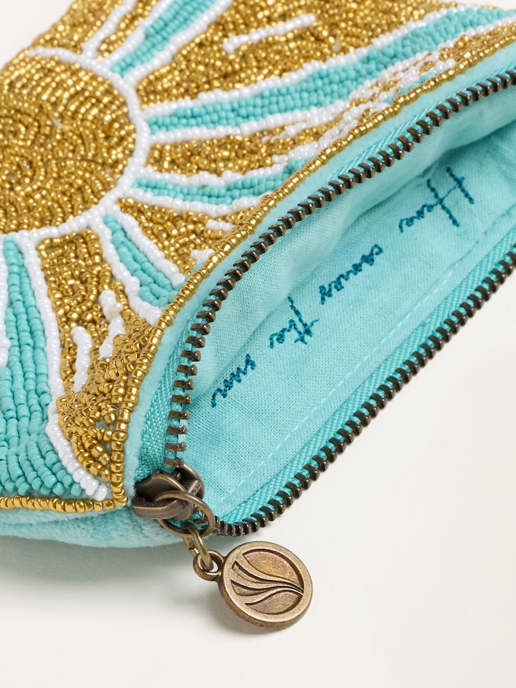 FatFace Turquoise Blue The Beatles Sun Beaded Coin Purse - Image 3 of 3