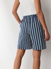 Navy/Green Stripe N. Premium Linen Blend Bermuda Shorts - Image 3 of 6