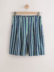 Navy/Green Stripe N. Premium Linen Blend Bermuda Shorts - Image 4 of 6