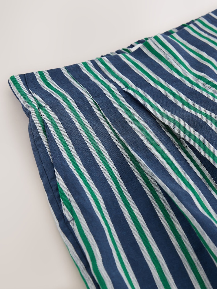 Navy/Green Stripe N. Premium Linen Blend Bermuda Shorts - Image 6 of 6