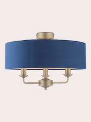 Laura Ashley Blue Sorrento Flush Fitting Ceiling Light - Image 3 of 6
