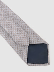 Bleu clair - Reiss Emilio Silk Micro Geometric-Print Tie - Image 4 de 5