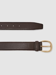 Reiss Dark Brown Pierce Pebble Pebbled-Leather Curved-Buckle Belt - Image 3 of 5
