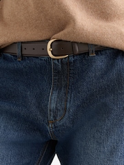 Reiss Dark Brown Pierce Pebble Pebbled-Leather Curved-Buckle Belt - Image 4 of 5