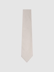 White / Camel Brown - Reiss Vittorio Tie - Obraz 3 z 6