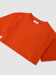 Reiss Orange Isabel Cotton Relaxed Cropped T-Shirt - Image 1 of 3