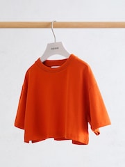 Reiss Orange Isabel Cotton Relaxed Cropped T-Shirt - Image 2 of 3