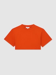 Reiss Orange Isabel Cotton Relaxed Cropped T-Shirt - Image 3 of 3