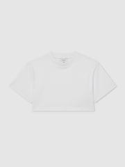 Reiss White Isabel Cotton Relaxed Cropped T-Shirt - Image 3 of 3