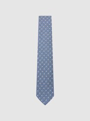 Reiss Airforce Blue Salvatore Linen-Silk Blend Micro-Square Tie - Image 2 of 5