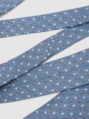 Reiss Airforce Blue Salvatore Linen-Silk Blend Micro-Square Tie - Image 3 of 5
