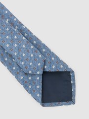 Reiss Airforce Blue Salvatore Linen-Silk Blend Micro-Square Tie - Image 4 of 5
