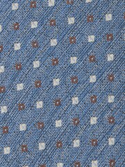 Reiss Airforce Blue Salvatore Linen-Silk Blend Micro-Square Tie - Image 5 of 5