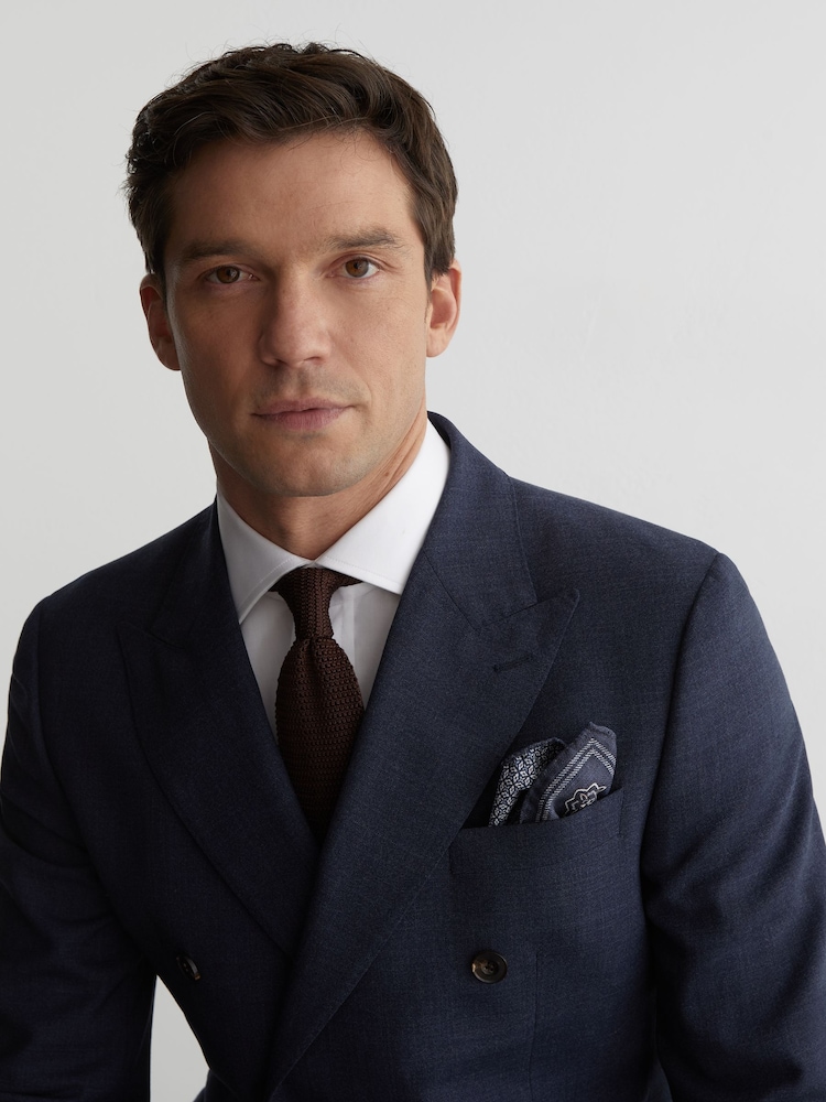 Reiss Navy Gian Silk Floral-Medallion Pocket Square - Image 2 of 6