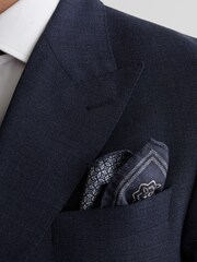 Reiss Navy Gian Silk Floral-Medallion Pocket Square - Image 6 of 6