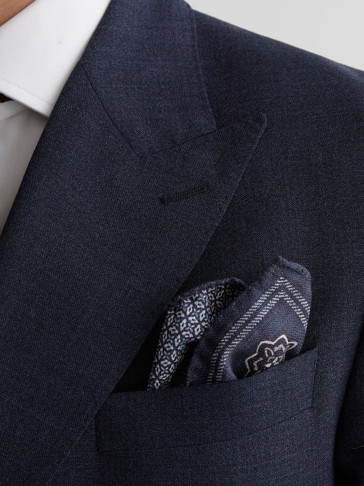 Reiss Navy Gian Silk Floral-Medallion Pocket Square - Image 6 of 6