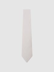 Reiss Stone Luciano Linen Woven Tie - Image 2 of 5