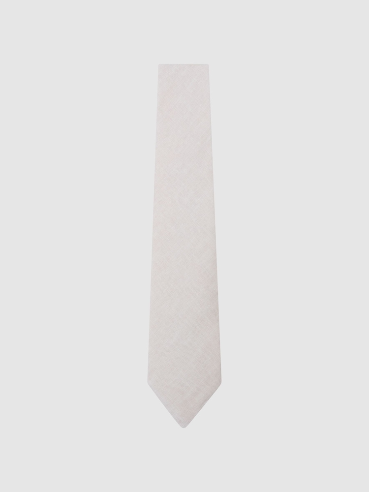 Reiss Stone Luciano Linen Woven Tie - Image 2 of 5 Reiss Stone Luciano Linen Woven Tie - Image 2 of 5