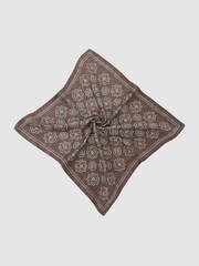 Reiss Chocolate Brown Gian Silk Floral-Medallion Pocket Square - Image 2 of 4