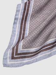 Reiss Soft Blue Curzio Silk Micro-Print Pocket Square - Image 4 of 6