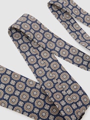 Laivasto - Reiss Alessio Silk Floral-Medallion Print Tie - Kuva 4 / 6