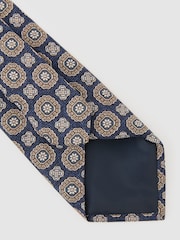 Laivasto - Reiss Alessio Silk Floral-Medallion Print Tie - Kuva 5 / 6
