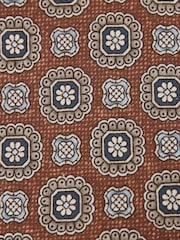 Orange brûlé - Cravate en soie à imprimé médaillon fleuri Reiss Alessio - Image 3 de 5